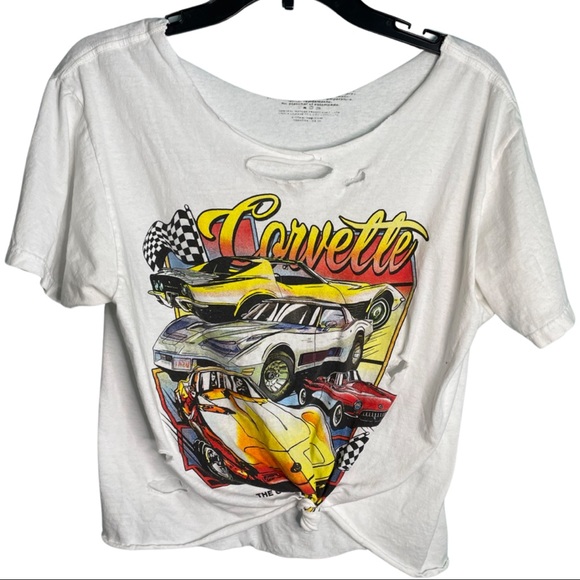 Tops - Corvette custom distressed cropped t shirt small